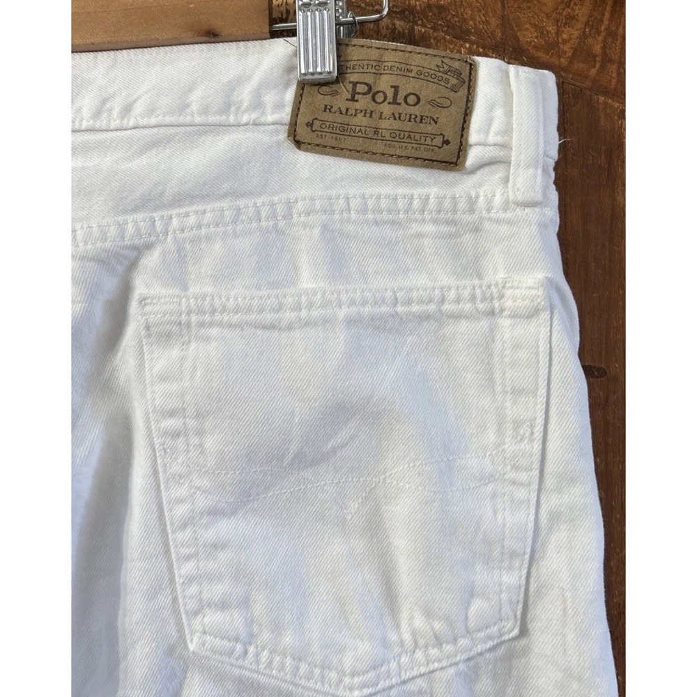 Mens Polo Ralph Lauren Varick Slim Straight Jeans Sz 36x30 White Cotton/Hemp